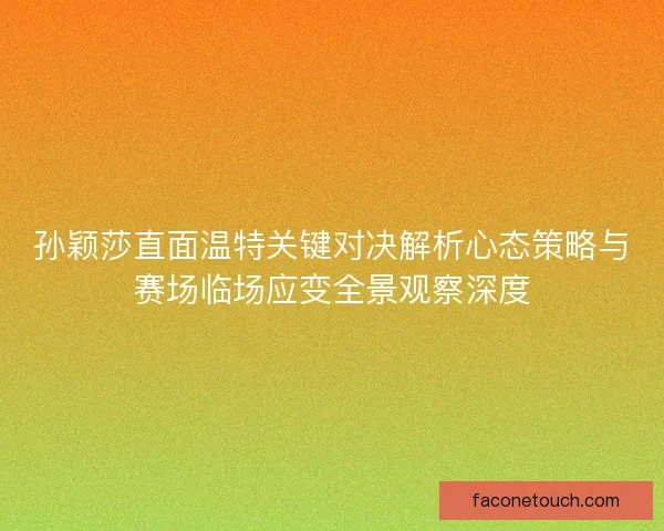 孙颖莎直面温特关键对决解析心态策略与赛场临场应变全景观察深度